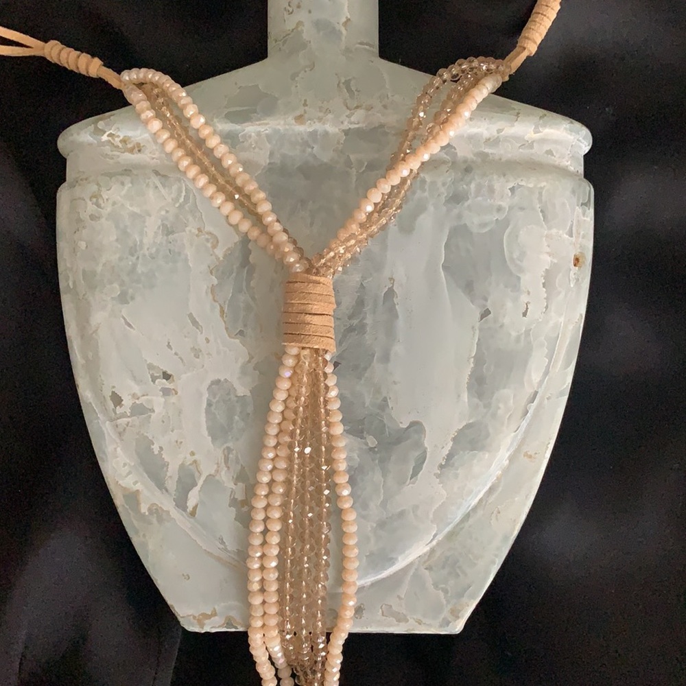 Long Cream Beaded Necklace